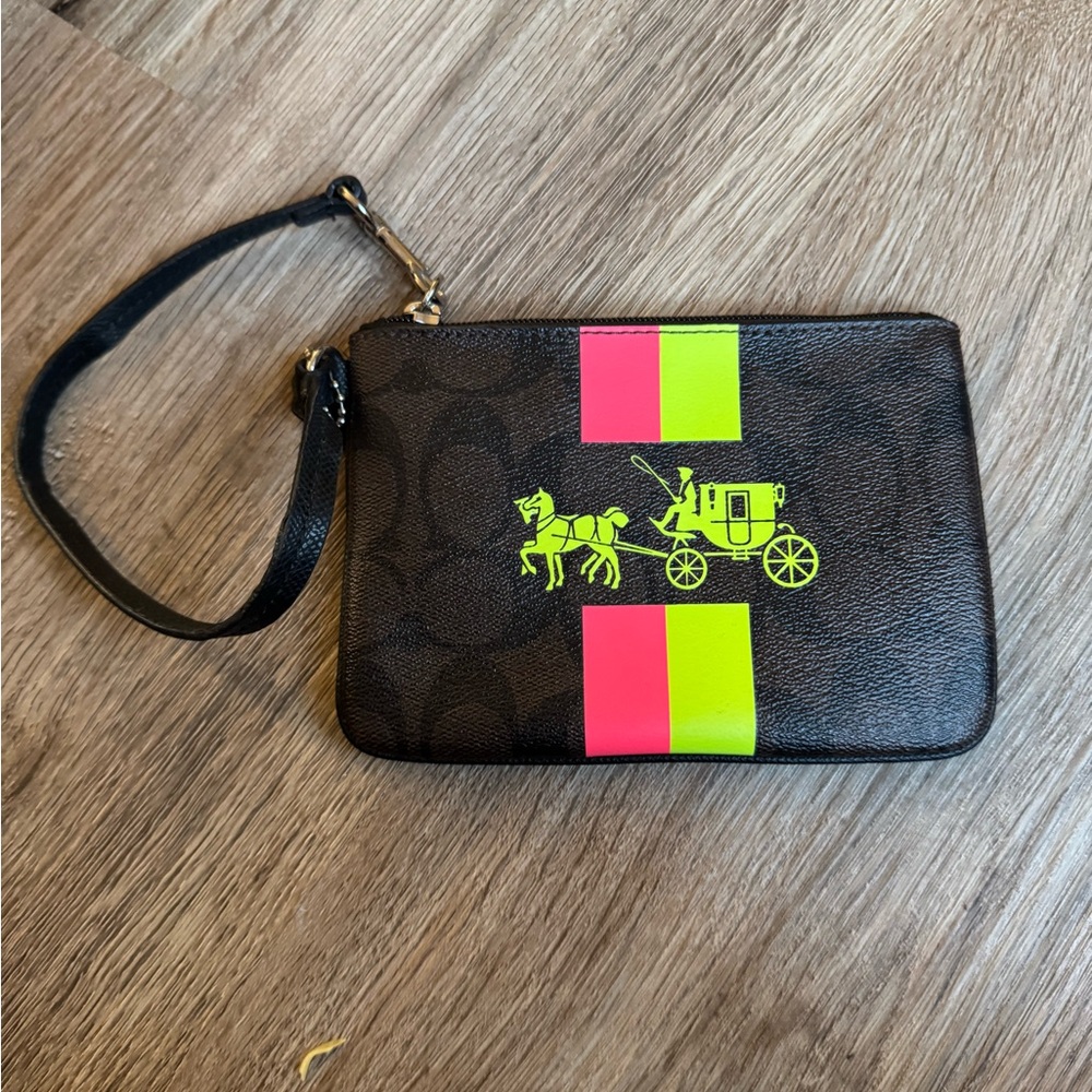 Coach Wristlet with Neon Accents